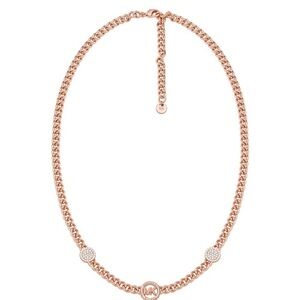 Michael Kors Rose Gold Pavé Three-Charm Chain Necklace